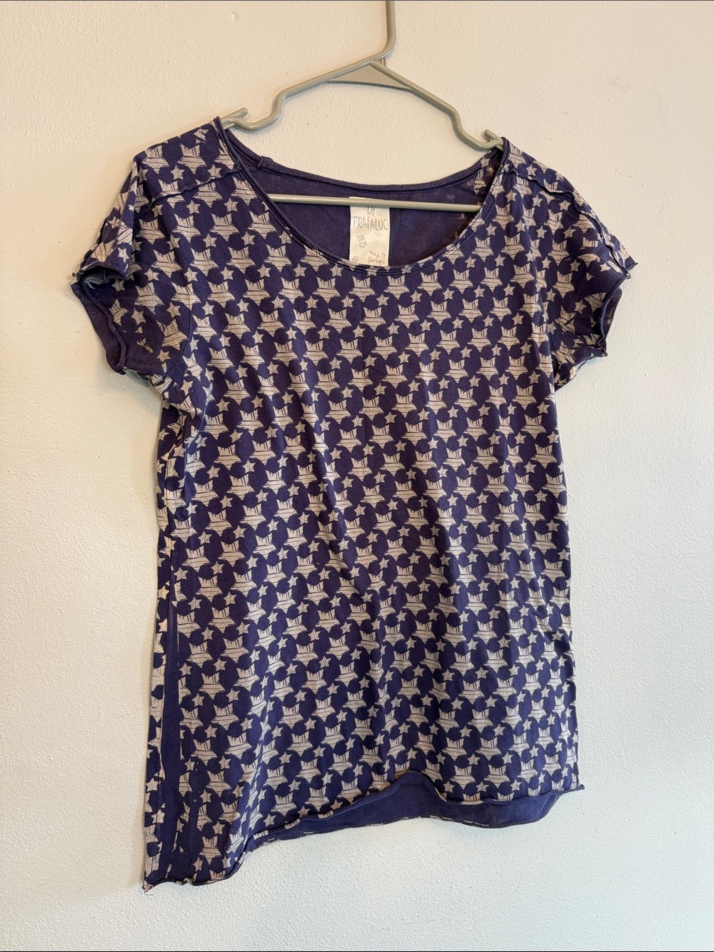 Zara Navy Tee with Cream Star Pattern